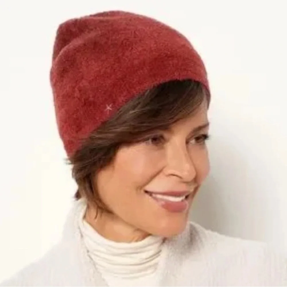 Barefoot Dreams Women's CozyChic Lite Confetti‎ Beanie - Crimson-Rosewood - NWT - Picture 2 of 5